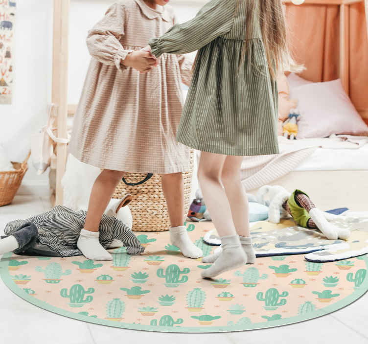 kids cactus floral vinyl rug - TenStickers