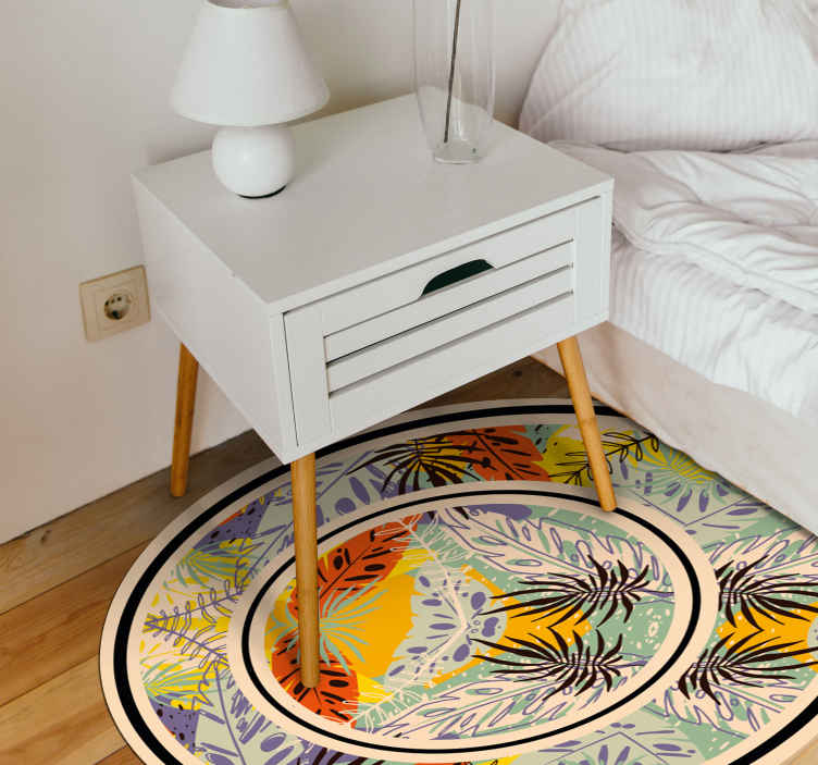 Botanisch cirkelmotief vinyl tapijt bloemen en planten - TenStickers
