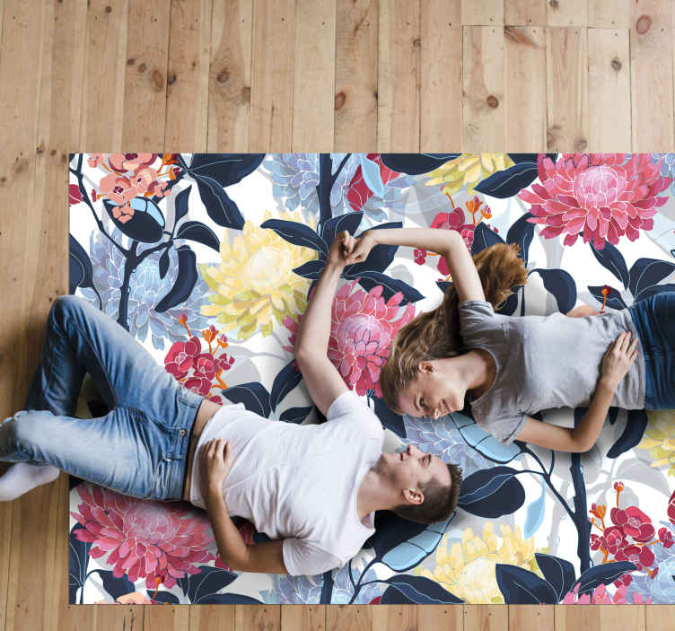 Bloemstukdetail vinyl tapijt bloemen en planten - TenStickers