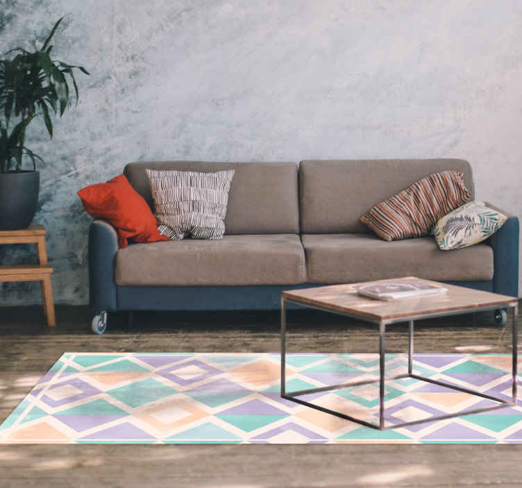 Vinylový koberec s geometrickými tvarmi pastelová paleta - Tenstickers
