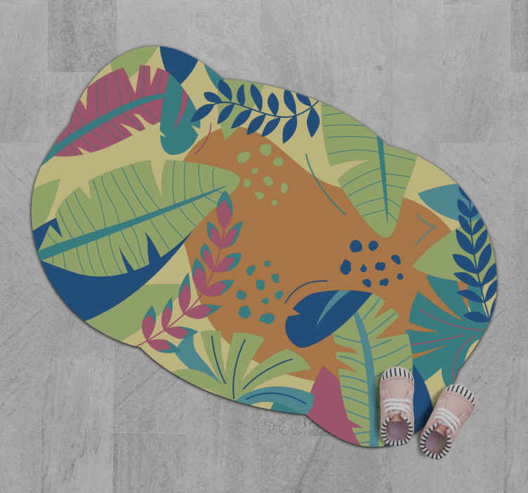 Alfombra vinílica naturaleza motivo de follaje tropical - TenVinilo