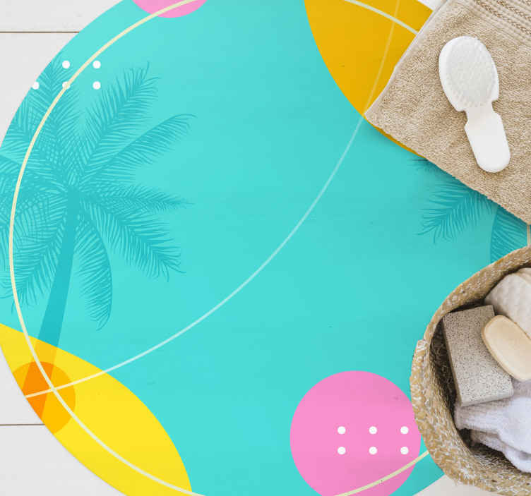 Tropical Palm Decor flower vinyl rug - TenStickers