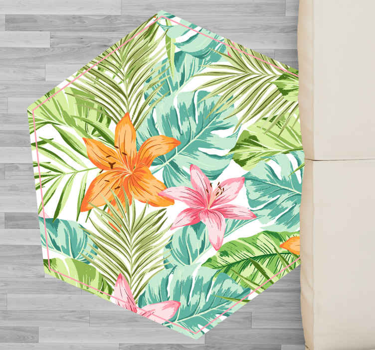 tapis salon Feuilles tropicales fines