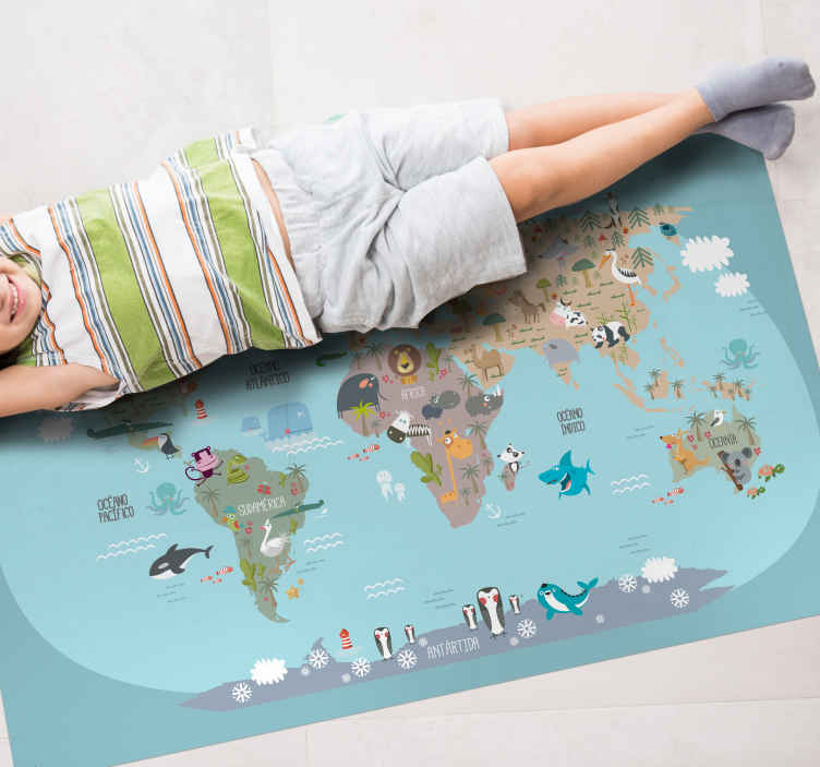 Alfombra de vinilo mapamundi infantil - TenVinilo