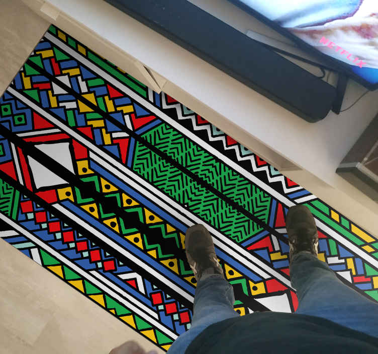 tapis vinyle motif ethnique Couleur primaire tribale