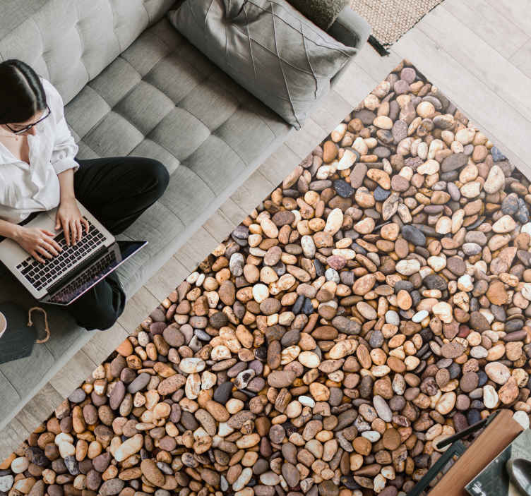 Alfombra vinílica cocina piedras pequeñas claras - TenVinilo