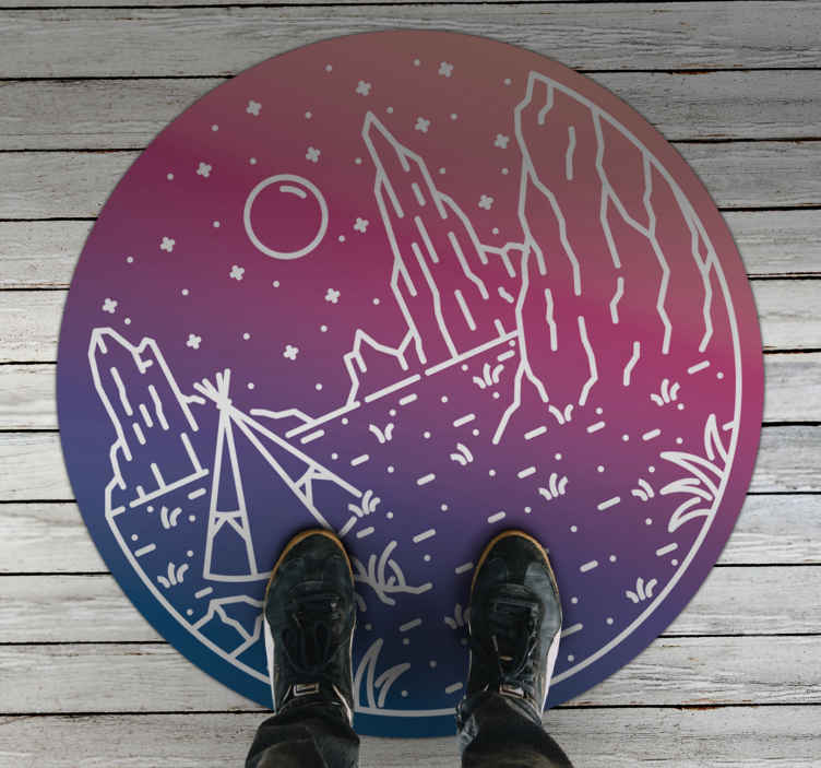 Camping Night Scene nature vinyl rug - TenStickers