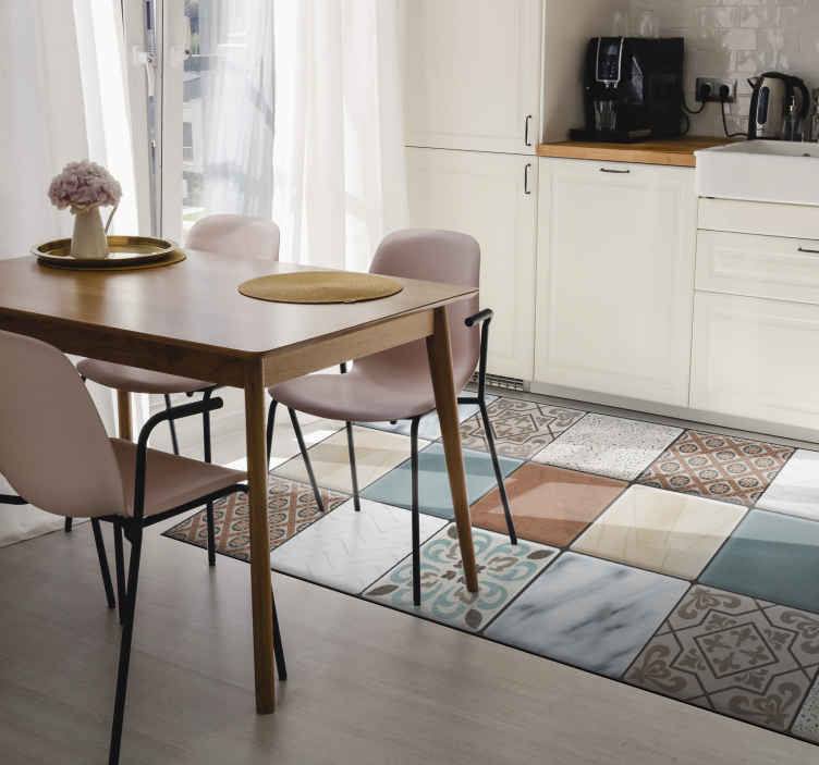 Ornamental ceramic floor tiles tile carpet - TenStickers
