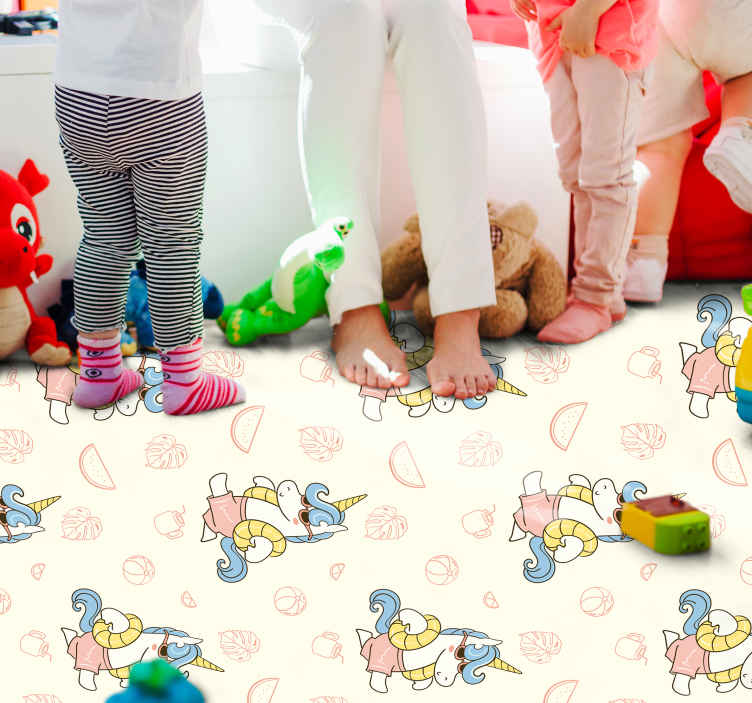 Alfombra vinílica infantil estampado de unicornio - TenVinilo