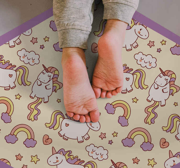 Set Cute Unicorn With Rainbow Balloon Rug Tenstickers