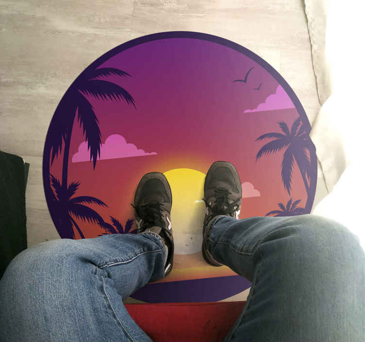 70'lerin günbatımı doğa vinil halı - TenStickers