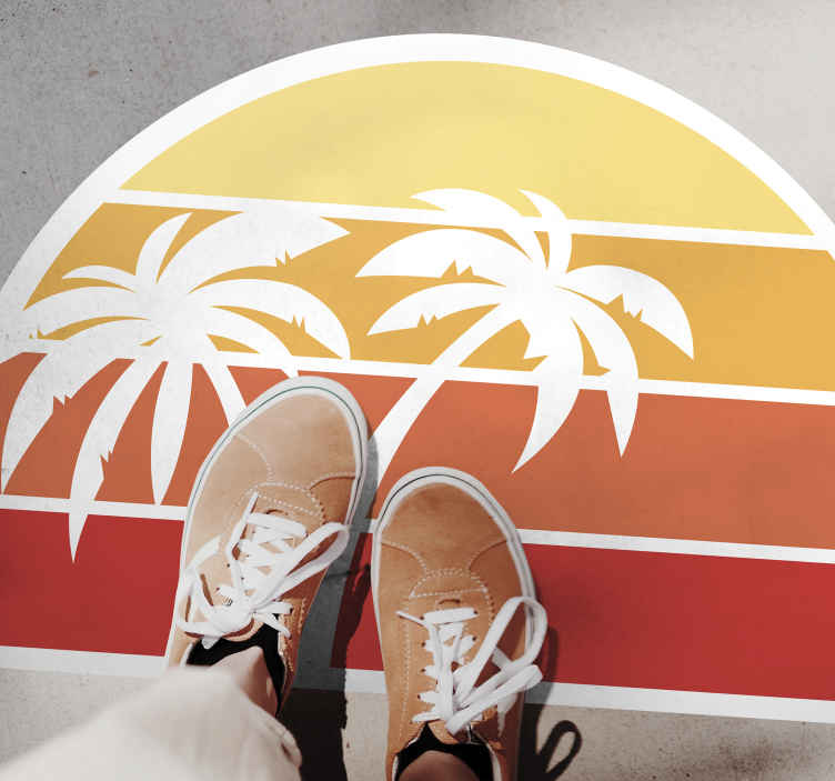 Tappeto vinile natura disegno di palme al tramonto - TenStickers