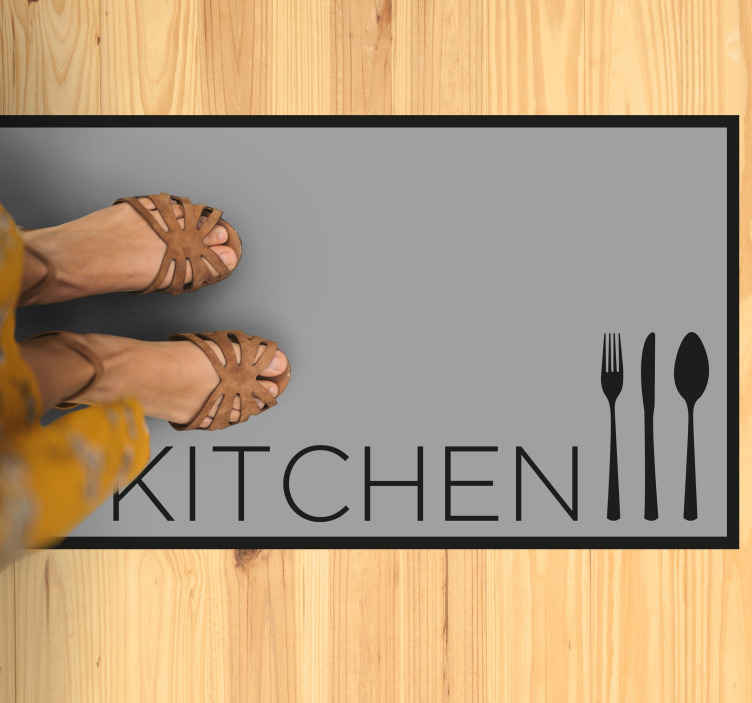 Grey Kitchen Text vinyl rug - TenStickers
