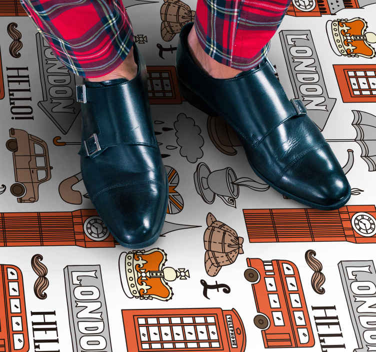 Classic UK objects vinyl map rug TenStickers