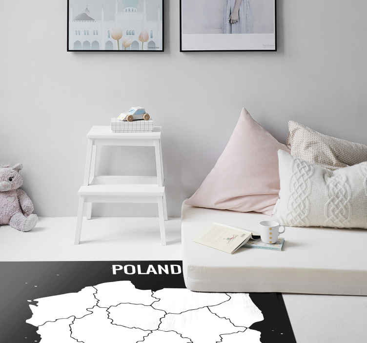Dywan winylowy Biała mapa Polski - TenStickers