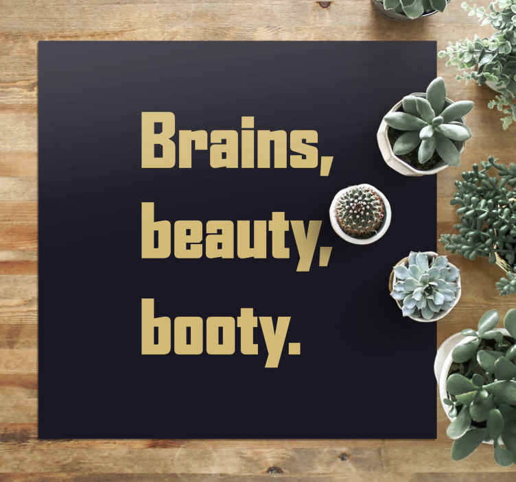 Brains, beauty, booty custom rug - TenStickers