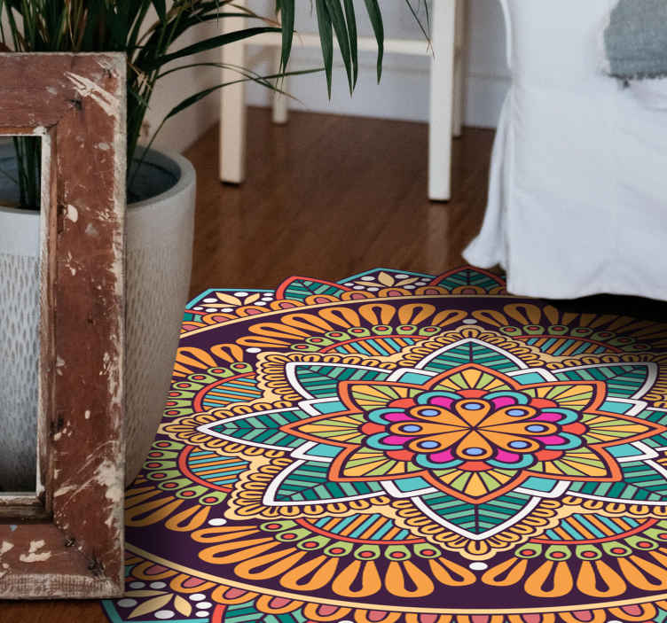 Floral Mandala Exotic Flowers Round Carpet Floor Non-Slip Room Bath Door Mat Rug 