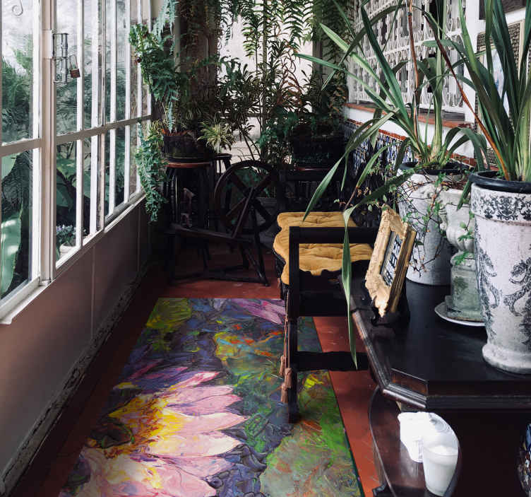 Lotus rectangular scenes flower vinyl rug - TenStickers