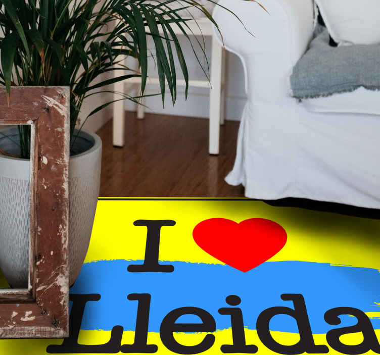 Alfombra de vinilo con frase Me encanta lleida