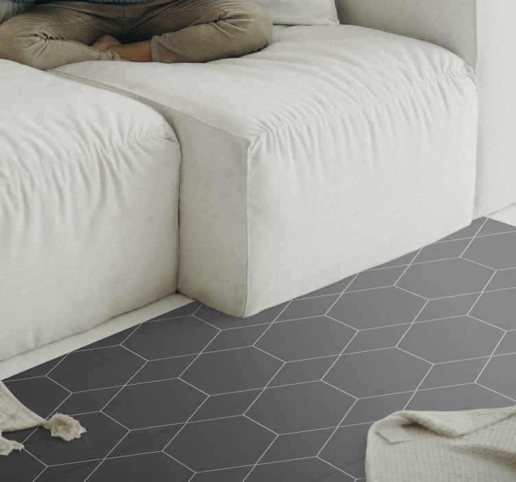 Hydraulische tegels vinyl tapijt en grijze zeshoek - TenStickers