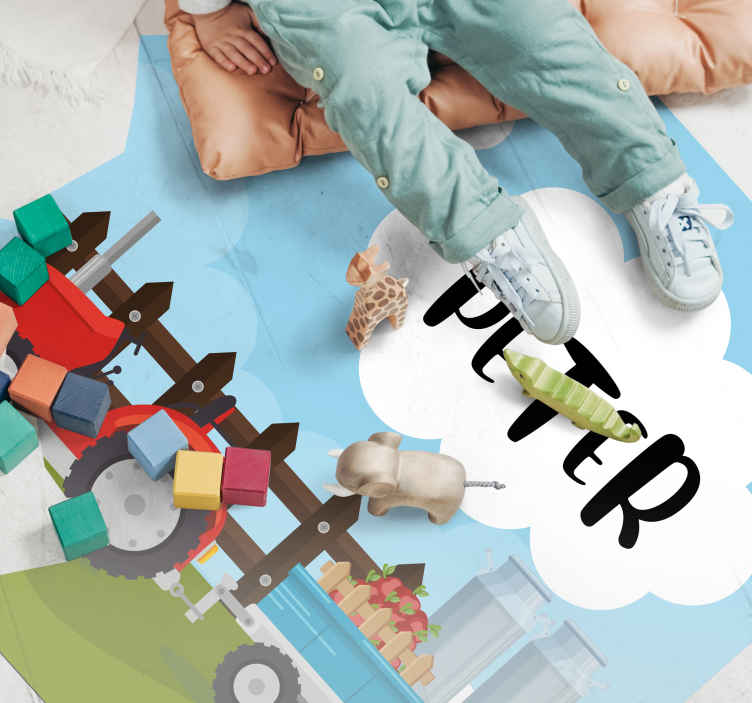 Personligt navn i cloud traktormåtte - TenStickers