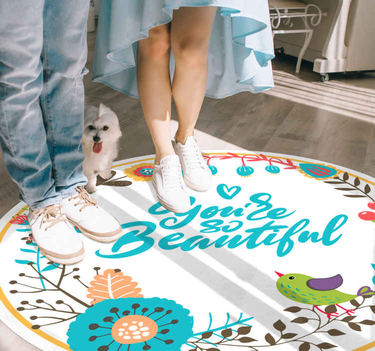 You are beautiful colourful floral custom rug - TenStickers