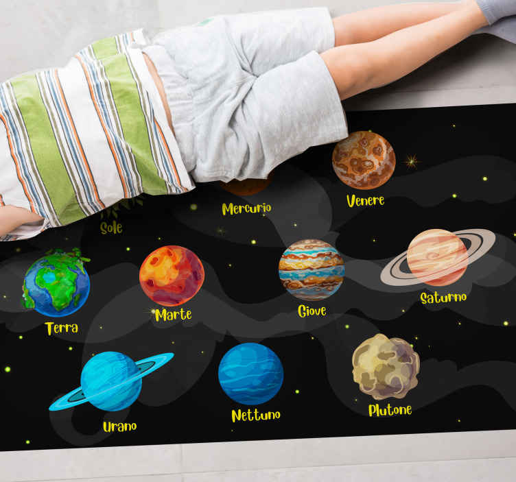 Tappeto in pvc per camera da letto Anime sole e sistema solare