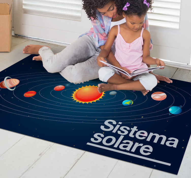 Tappeto in pvc per camera da letto Sistema solare con sfondo blu