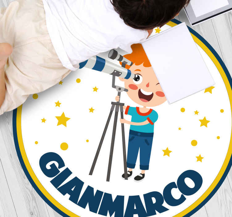 Tappeto in vinile stelle Ragazzo con il telescopio