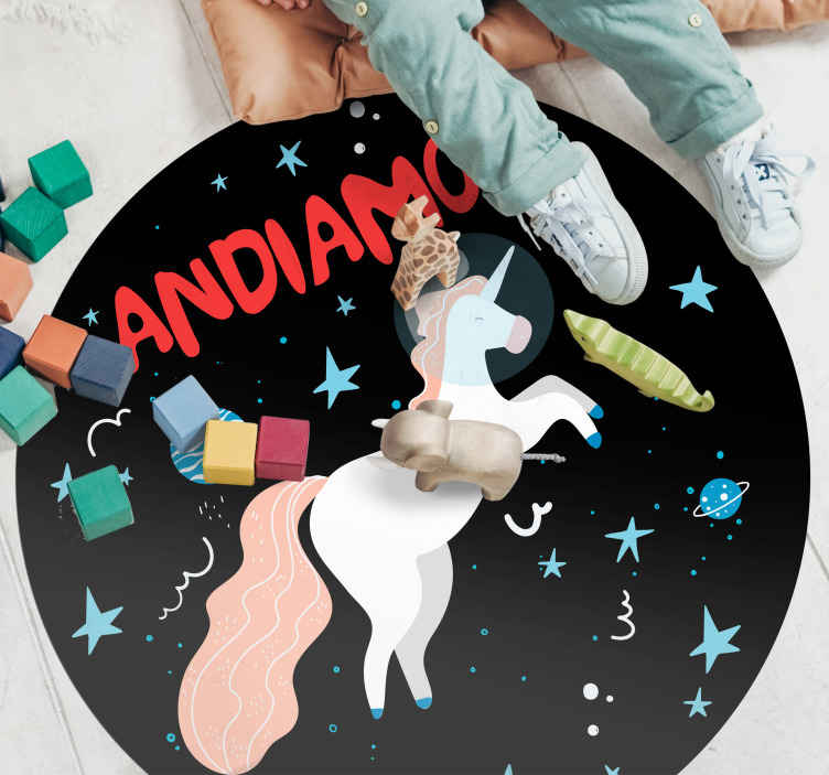 Tappeto in pvc per camera da letto Unicorno spaziale