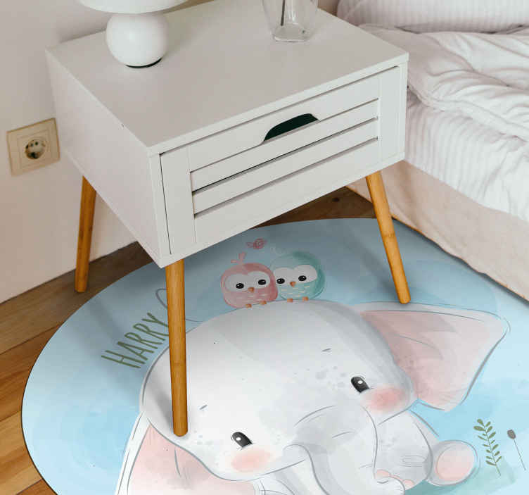 Tappeto in vinile bambini Elefantino blu