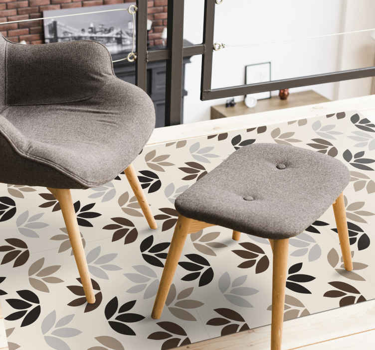 Brown leaf branches floral rug - TenStickers