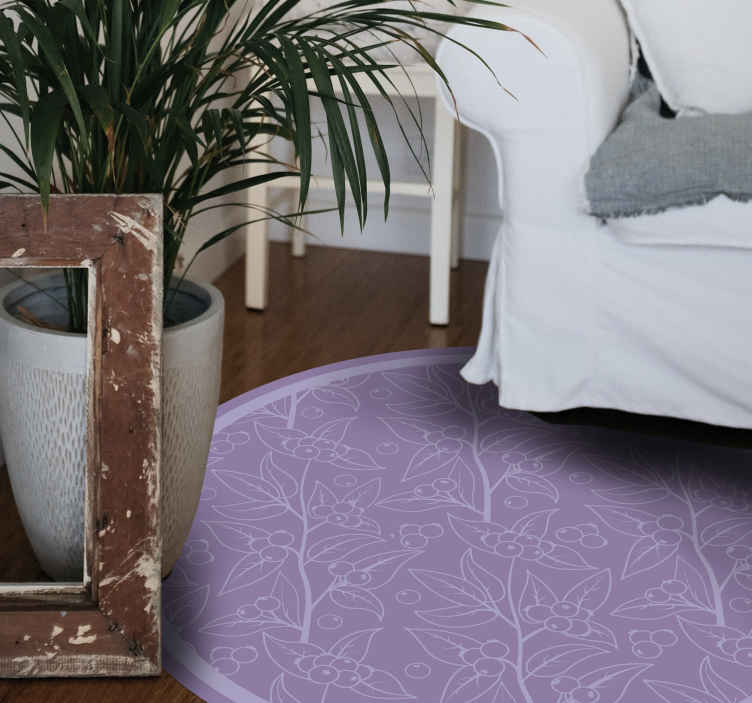 Leaves and berries floral vinyl rug - TenStickers