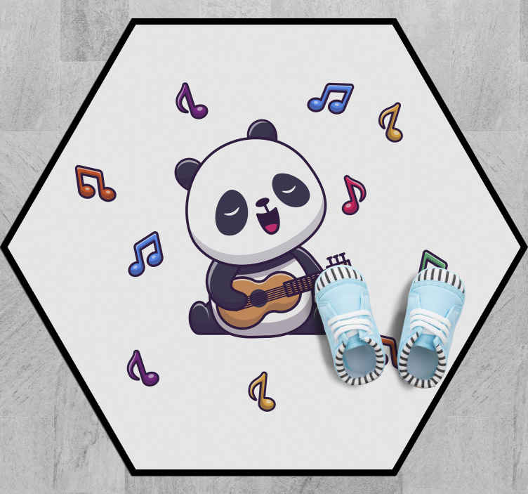 Tappeti in vinile con frasi e testo Panda musicista