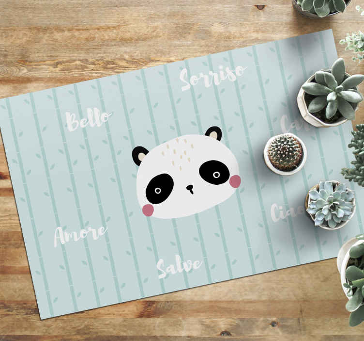 Tappeto in vinile personalizzati frasi e testi Panda tra le nuvol