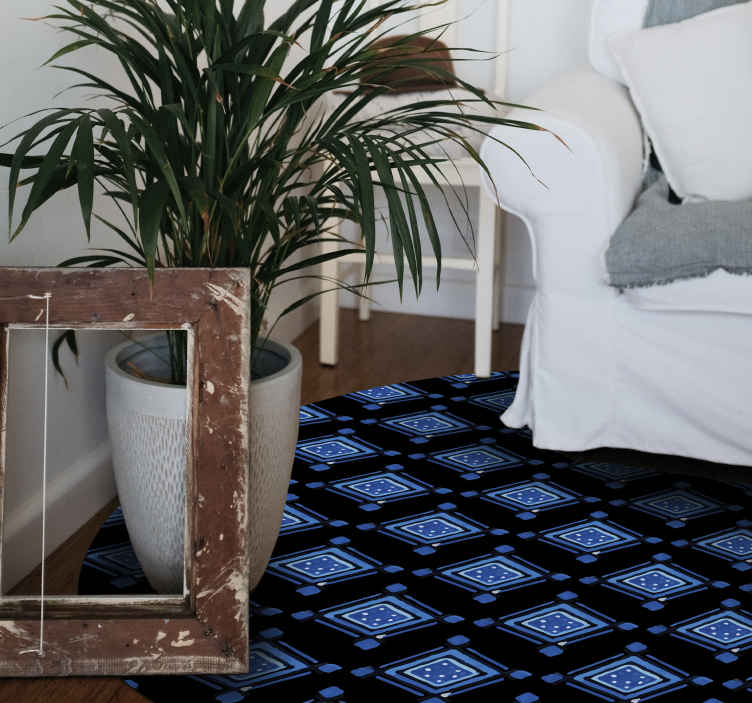 tapis vinyle salon Nordique noir et bleu - TenStickers