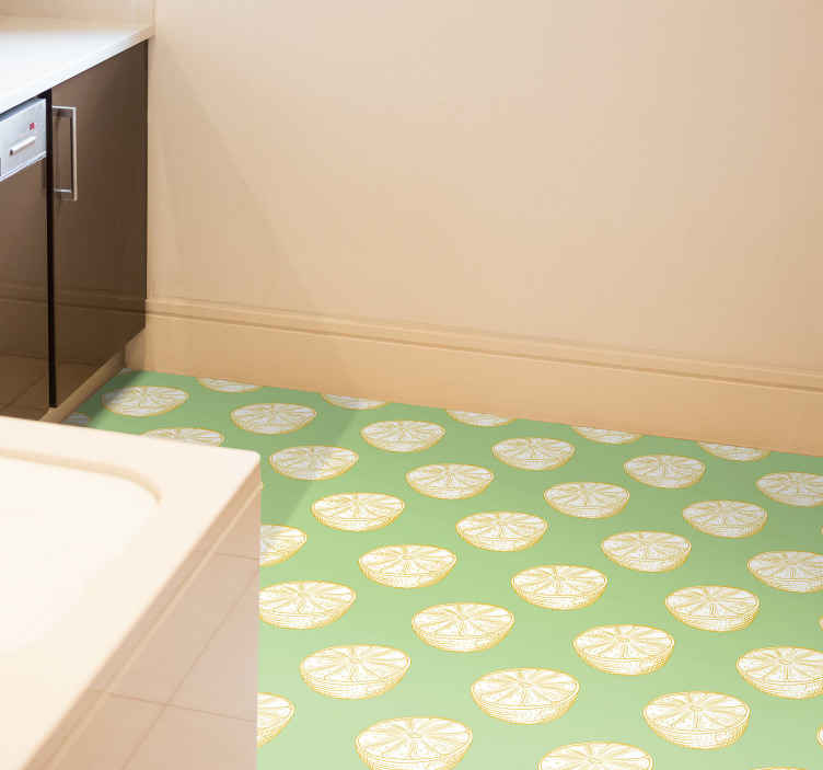 Hand Drawn Lemon Citrus Kitchen Flooring TenStickers   33216 