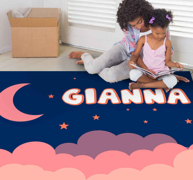 Tappeto in vinile nome Luna e cielo personalizzabili