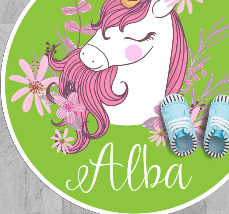 Tappeto in vinile nome Unicorno personalizzabile