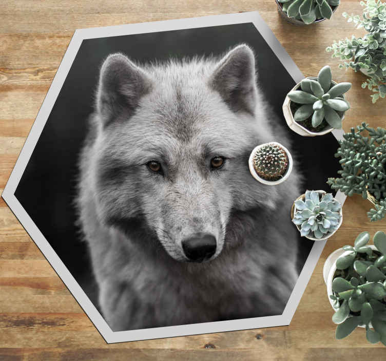 Lobo alfa em tapete animal preto - TenStickers