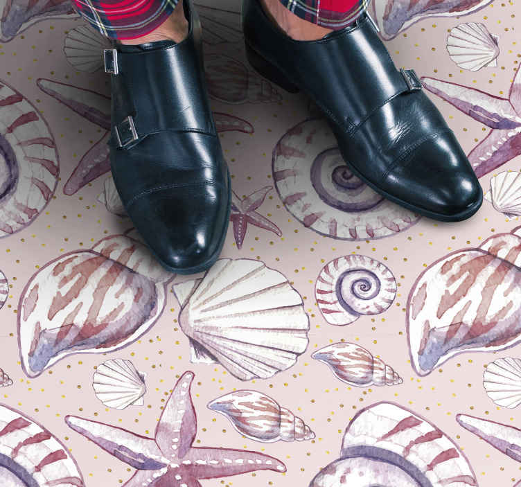 Petit Tapis Vinyle Numérisé Coquillages, Différentes Tailles