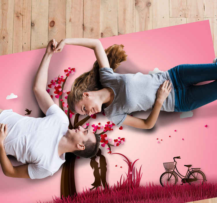 Romantic Tree Scene flower vinyl rug - TenStickers