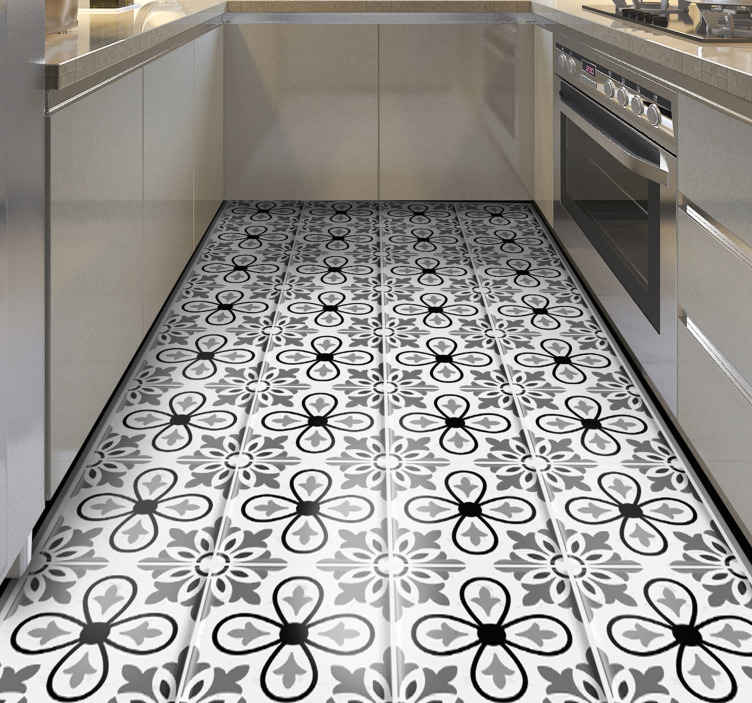 Portugal black and white kitchen flooring - TenStickers