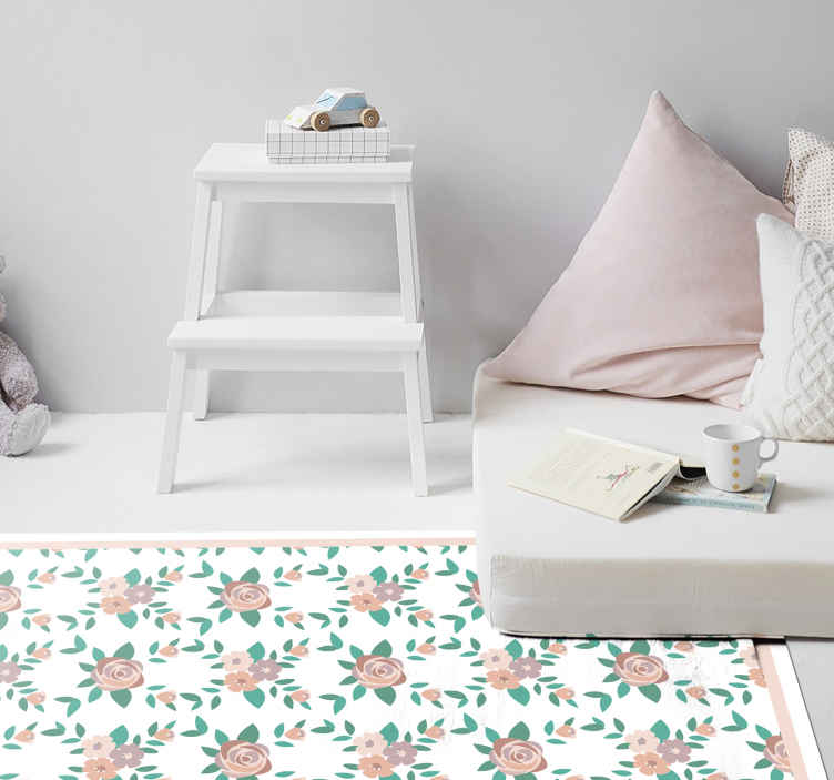 Eenvoudig rozenontwerp vinyl tapijt bloemen en planten - TenStickers