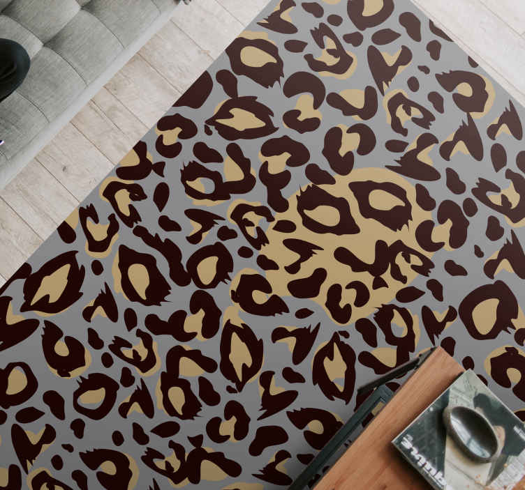 Leopard spots grey animal vinyl rug - TenStickers