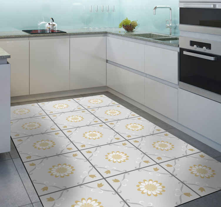 Colourful Mexican tiles kitchen flooring - TenStickers