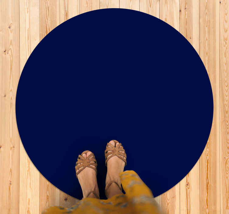 Alfombra vinílica azul color marino redonda - TenVinilo