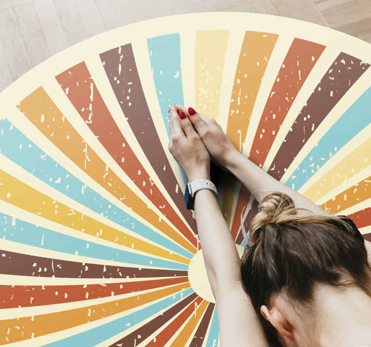Retro sunburst stråler vinyl teppe - Tenstickers