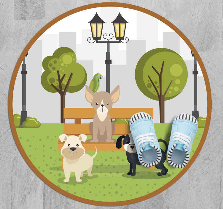 Dogs in park animal vinyl rug - TenStickers