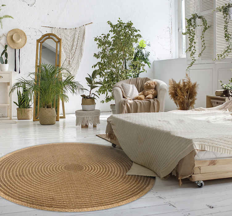 Grand tapis rond monochrome minimaliste, tapis de canapé